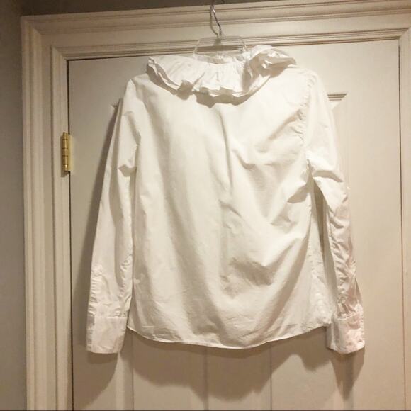 Zara ruffle collar top white SAM 845 button shirt long sleeve Academia retro - Picture 9 of 15